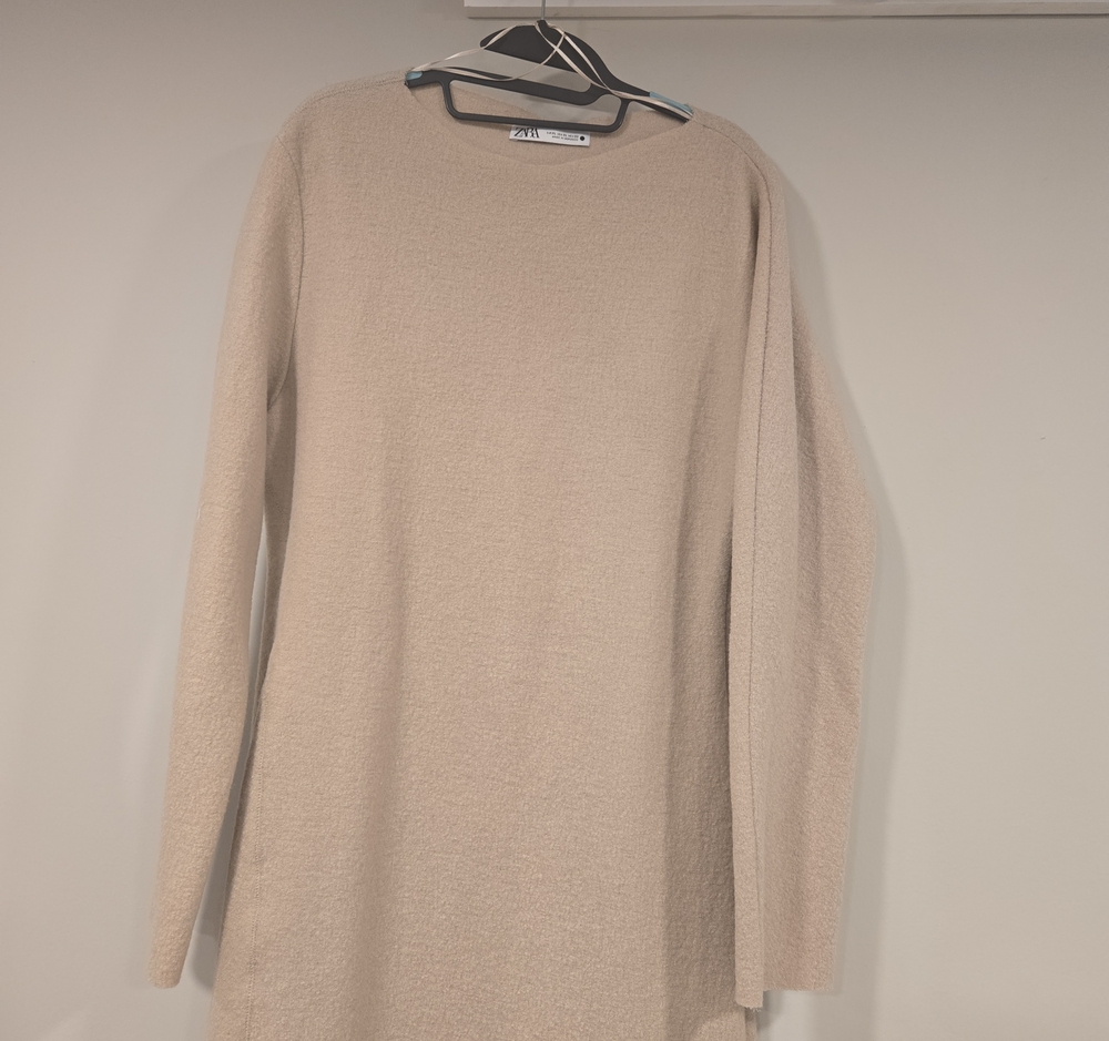 Zara Beige Scoop Neck Lightweight Knit Sweater